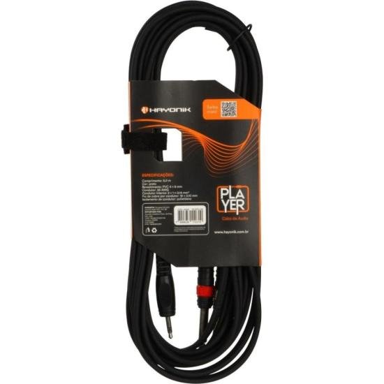 Cabo de Áudio Hayonik Player P2 x 2 P10 5m Preto por 55,00 à vista no boleto/pix ou parcele em até 2x sem juros. Compre na loja Mundomax!