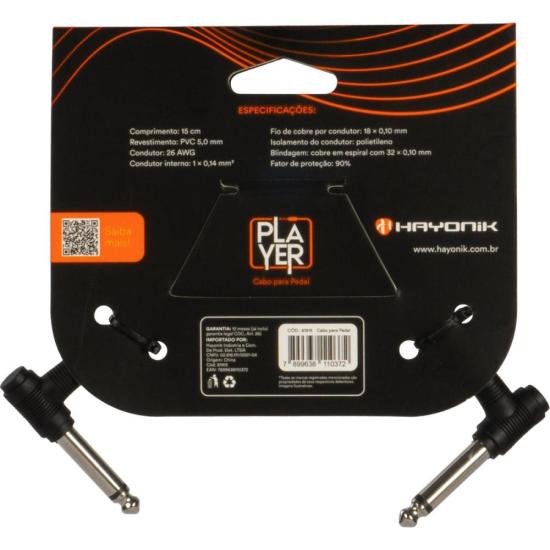 Cabo para Pedal Hayonik Player 15cm Preto por 26,00 à vista no boleto/pix ou parcele em até 1x sem juros. Compre na loja Mundomax!