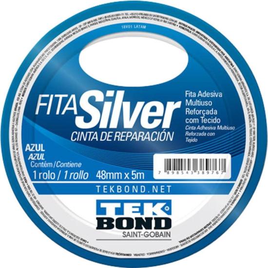 Fita Silver 48mmx5m Azul Tekbond por 8,99 à vista no boleto/pix ou parcele em até 1x sem juros. Compre na loja Mundomax!