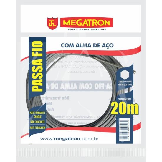 Passa Fio Com Alma de Aço 20m Cinza Megatron por 17,00 à vista no boleto/pix ou parcele em até 1x sem juros. Compre na loja Mundomax!