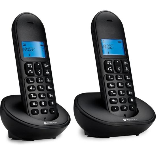 Telefone Sem Fio Motorola Com 2 MT150-2 DECT Preto por 404,00 à vista no boleto/pix ou parcele em até 10x sem juros. Compre na loja Mundomax!