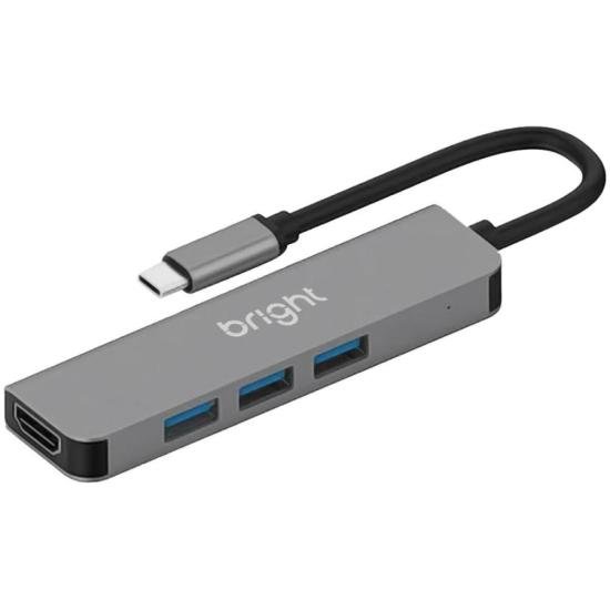 Hub USB Bright HDMI 4k Com 3 Portas por 151,00 à vista no boleto/pix ou parcele em até 6x sem juros. Compre na loja Mundomax!