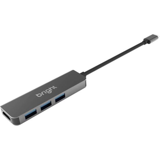 Hub USB Bright HDMI 4k Com 3 Portas por 151,00 à vista no boleto/pix ou parcele em até 6x sem juros. Compre na loja Mundomax!