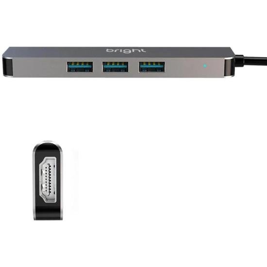 Hub USB Bright HDMI 4k Com 3 Portas por 151,00 à vista no boleto/pix ou parcele em até 6x sem juros. Compre na loja Mundomax!