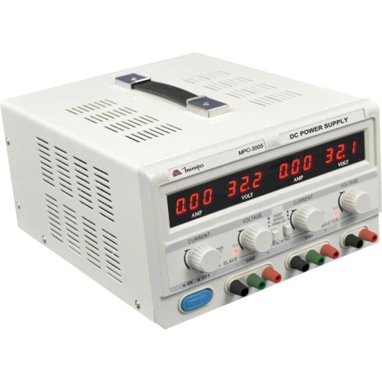 Fonte de Alimentação Dupla DC Regulada Minipa MPC-3005 por 0,00 à vista no boleto/pix ou parcele em até 1x sem juros. Compre na loja Mundomax!