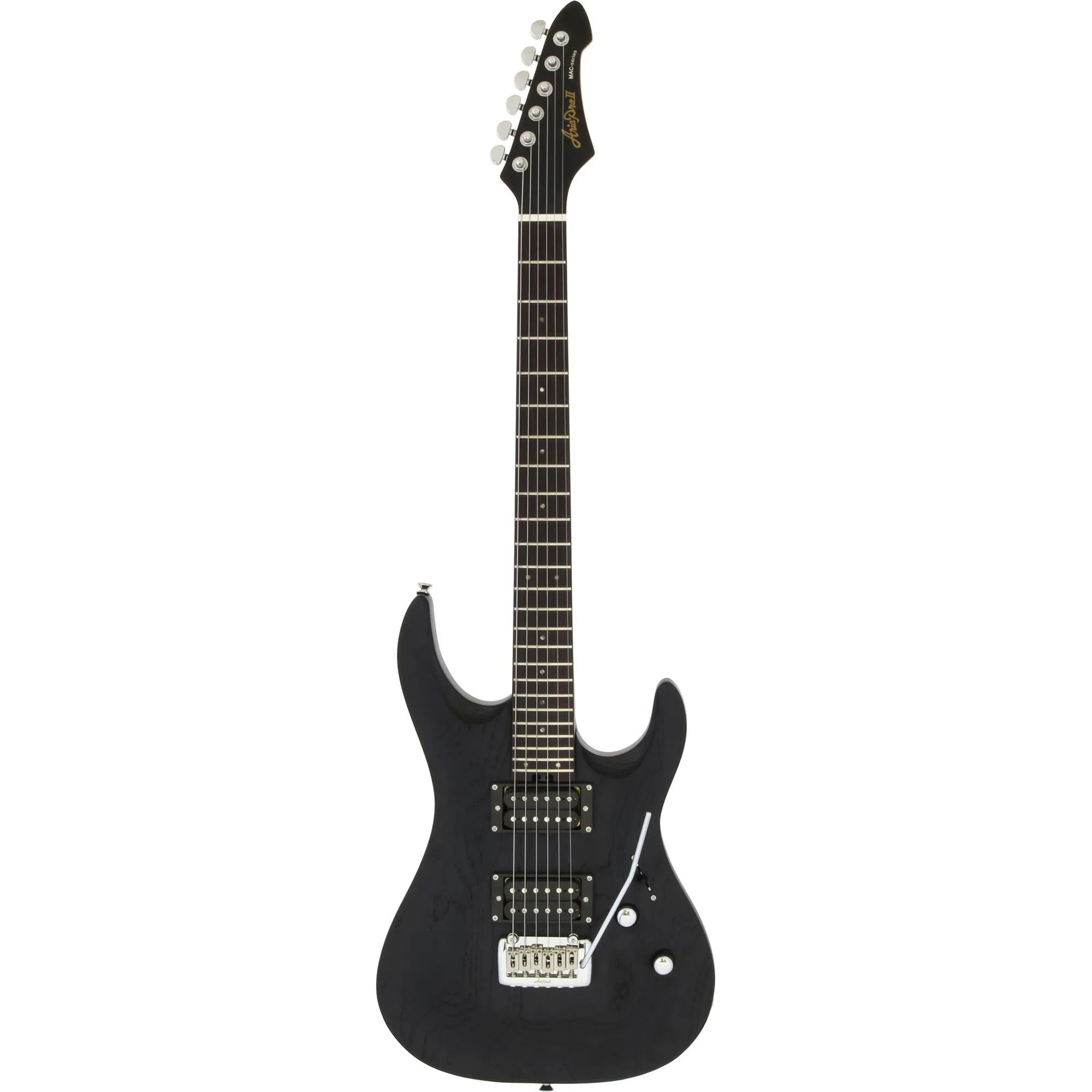 Guitarra Aria Pro II MAC-DLX Stained Black por 4.156,73 à vista no boleto/pix ou parcele em até 12x sem juros. Compre na loja Aria!