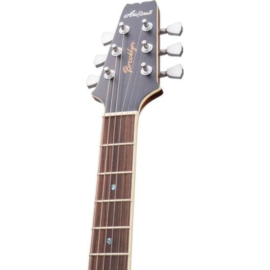 Guitarra Aria Pro II 718-MK2 Brooklyn Open Pore Black por 3.333,00 à vista no boleto/pix ou parcele em até 12x sem juros. Compre na loja Mundomax!