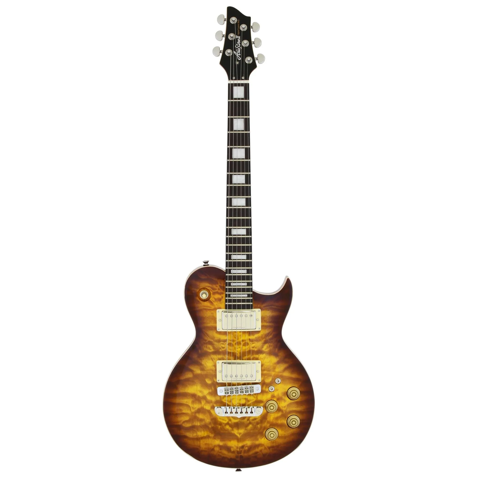 Guitarra Aria Pro II PE-480 Brown Sunburst por 3.548,00 à vista no boleto/pix ou parcele em até 12x sem juros. Compre na loja Mundomax!