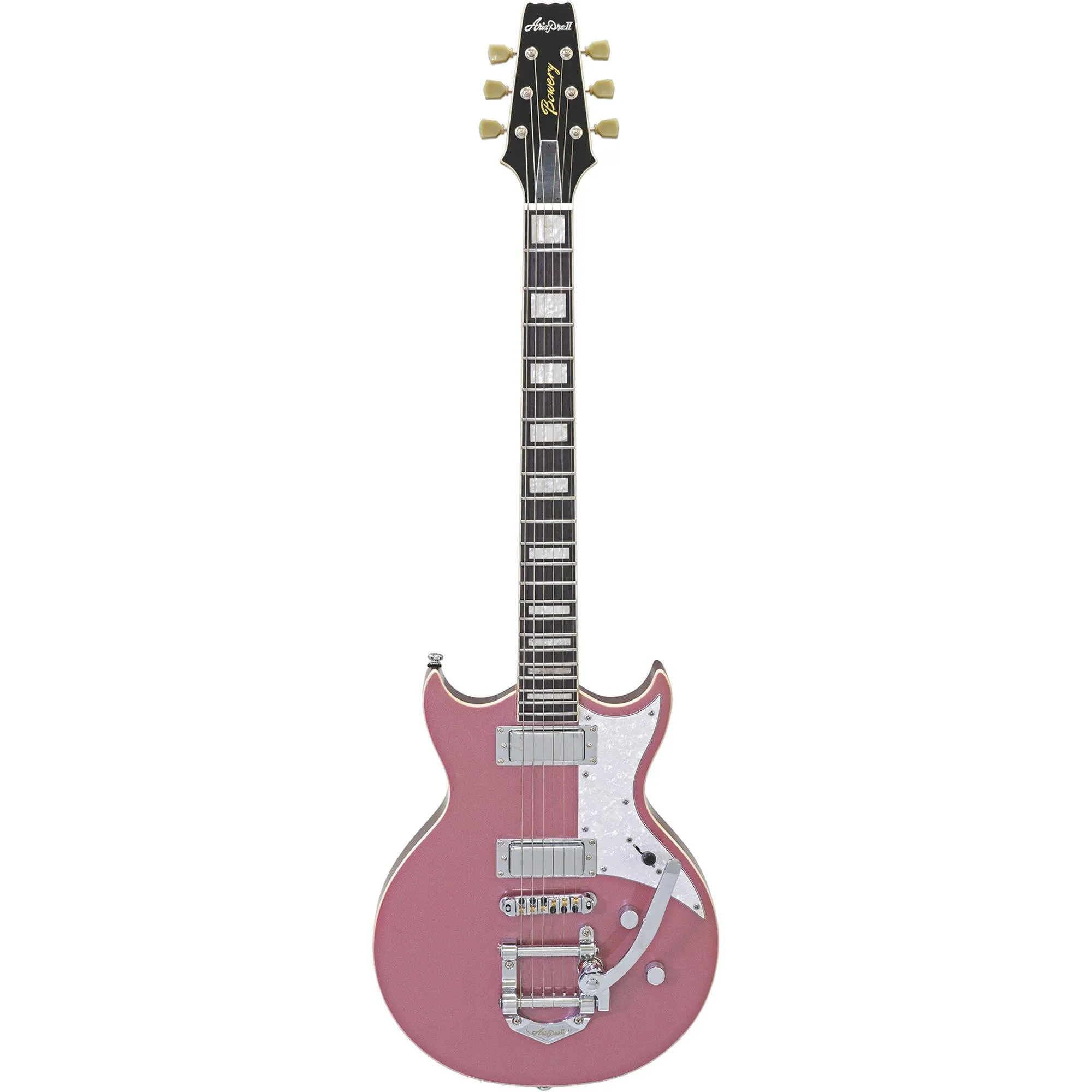 Guitarra Aria Pro II 212-MK2 Bowery Cadillac Pink por 5.054,00 à vista no boleto/pix ou parcele em até 12x sem juros. Compre na loja Mundomax!