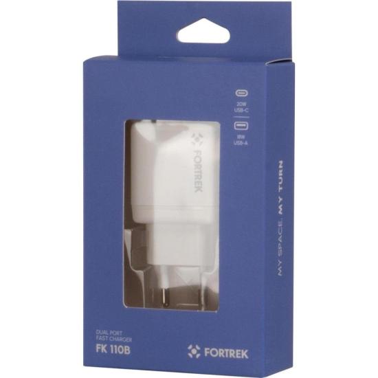 Carregador Universal DUAL USB-C e USB-A Fortrek FK 110B por 46,13 à vista no boleto/pix ou parcele em até 1x sem juros. Compre na loja Fortrek!