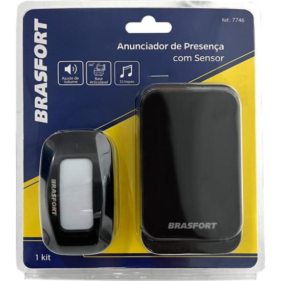 Anunciador de Presença Com Sensor Brasfort Preto por 138,99 à vista no boleto/pix ou parcele em até 5x sem juros. Compre na loja Mundomax!