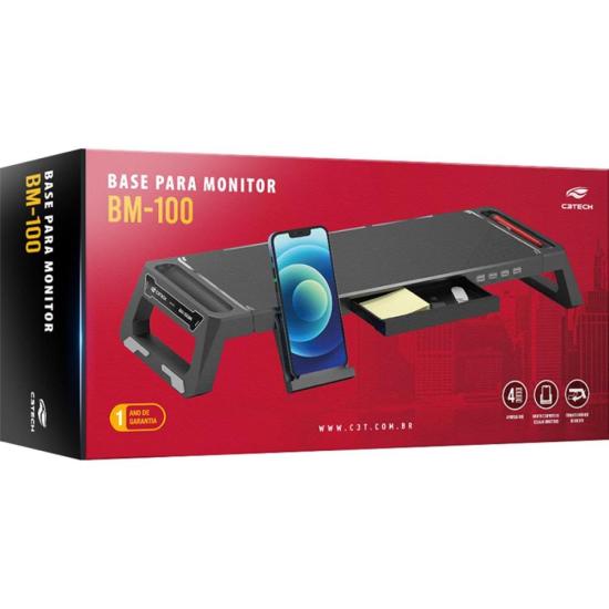 Suporte Para Monitor BM-100BK C3Tech Preto por 199,00 à vista no boleto/pix ou parcele em até 7x sem juros. Compre na loja Mundomax!