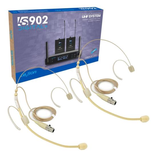 Sistema de Microfone Sem Fio Duplo Headset Bodypack Leson LS902 Bege por 0,00 à vista no boleto/pix ou parcele em até 1x sem juros. Compre na loja Mundomax!