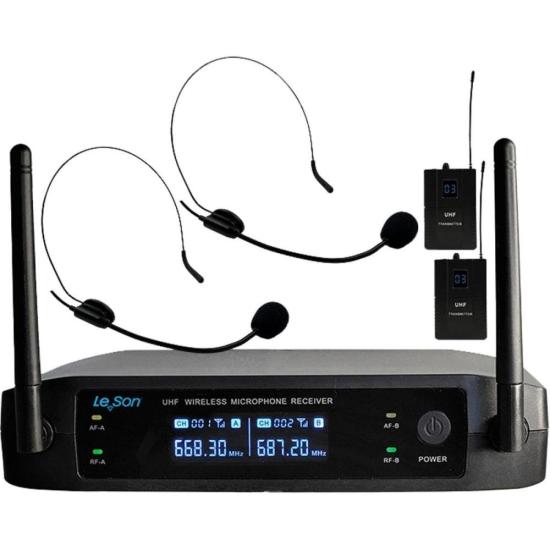 Sistema de Microfone Sem Fio Duplo Headset Bodypack Leson LS902 Preto por 959,99 à vista no boleto/pix ou parcele em até 10x sem juros. Compre na loja Mundomax!