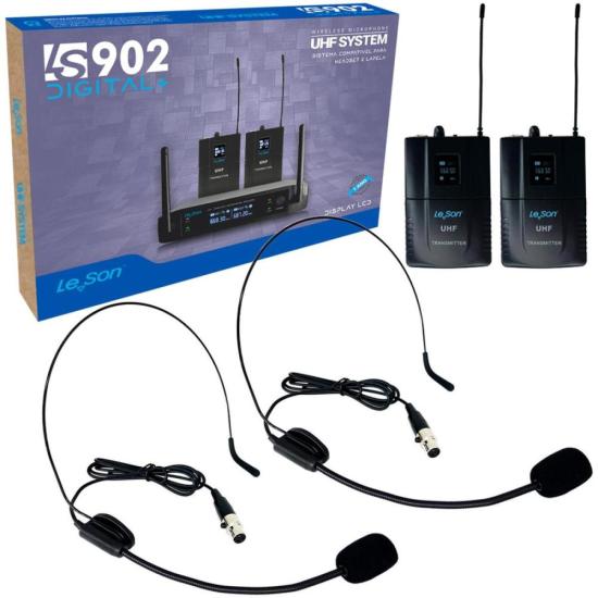 Sistema de Microfone Sem Fio Duplo Headset Bodypack Leson LS902 Preto por 959,99 à vista no boleto/pix ou parcele em até 10x sem juros. Compre na loja Mundomax!