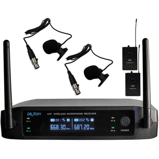 Sistema de Microfone Sem Fio Duplo Lapela Bodypack Leson LS902 Preto por 0,00 à vista no boleto/pix ou parcele em até 1x sem juros. Compre na loja Mundomax!