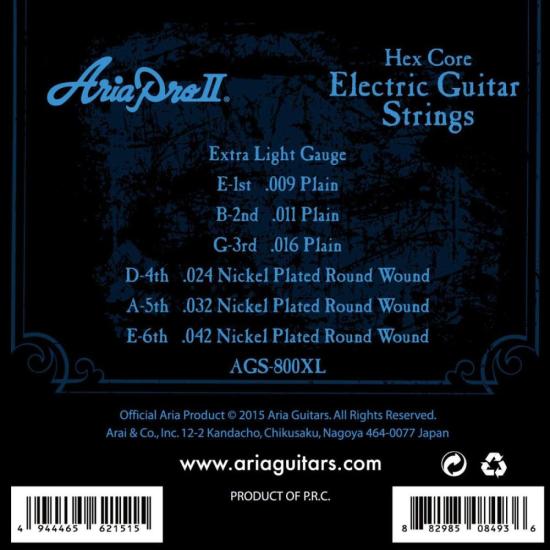 Encordoamento Para Guitarra .009 AGS800XL Aria Pro II por 40,00 à vista no boleto/pix ou parcele em até 1x sem juros. Compre na loja Mundomax!