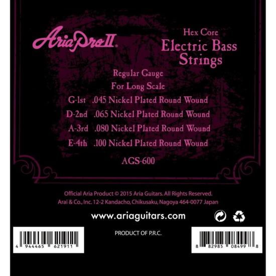 Encordoamento Para Baixo 4 Cordas .045 AGS600 Aria Pro II por 99,00 à vista no boleto/pix ou parcele em até 3x sem juros. Compre na loja Mundomax!