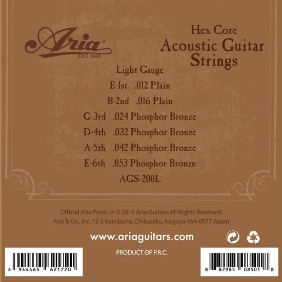 Encordoamento Para Violão .012 Phosphor Bronze AGS200L Aria Guitars por 46,00 à vista no boleto/pix ou parcele em até 1x sem juros. Compre na loja Mundomax!