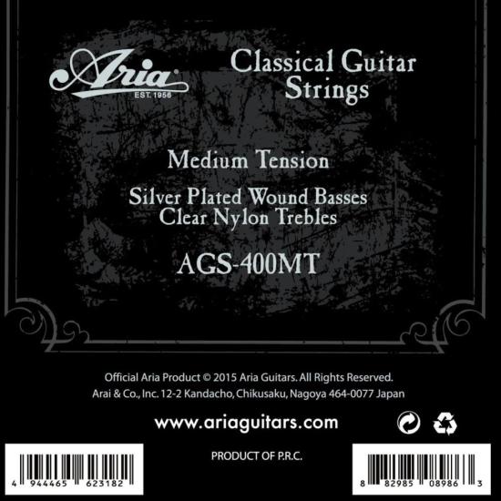 Encordoamento Para Violão Nylon Tensão Média AGS400MT Aria Guitars por 72,00 à vista no boleto/pix ou parcele em até 2x sem juros. Compre na loja Mundomax!