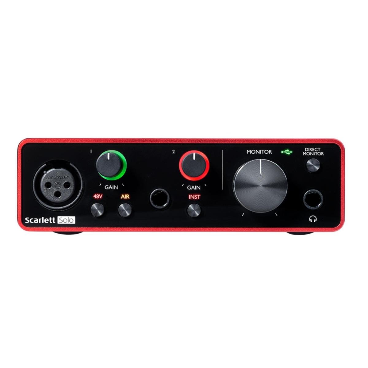 Interface de Áudio Focusrite Scarlett Solo 4th Geração vermelho