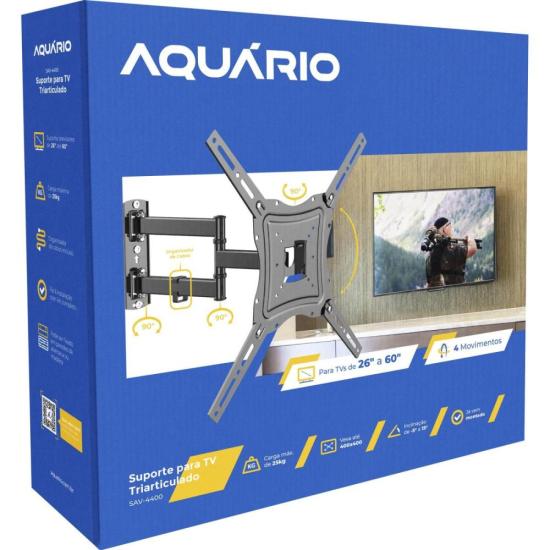 Suporte Triarticulado Para TV Universal 26-60\" SAV-4400 Aquário por 99,99 à vista no boleto/pix ou parcele em até 3x sem juros. Compre na loja Mundomax!