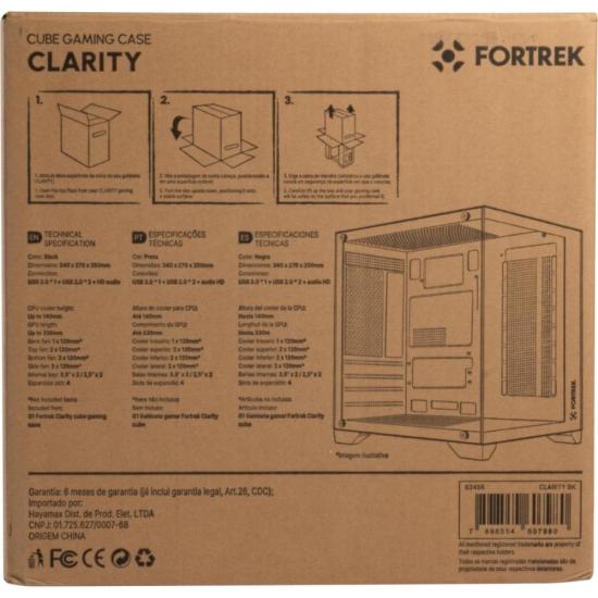 Gabinete Gamer Fortrek Clarity Preto Lateral Vidro por 253,00 à vista no boleto/pix ou parcele em até 10x sem juros. Compre na loja Mundomax!