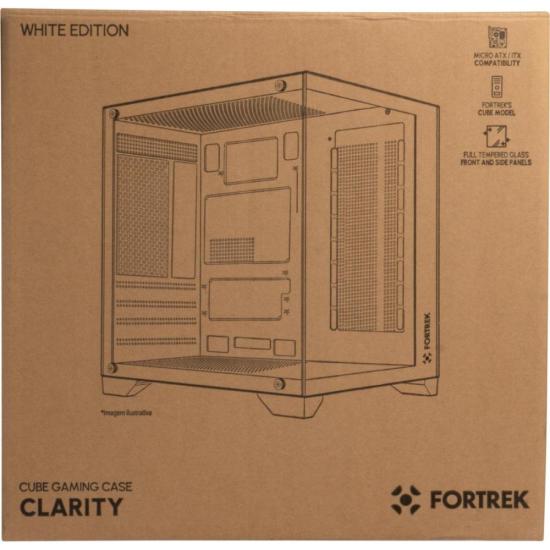 Gabinete Gamer Fortrek Clarity Branco Lateral Vidro por 256,88 à vista no boleto/pix ou parcele em até 10x sem juros. Compre na loja Fortrek!