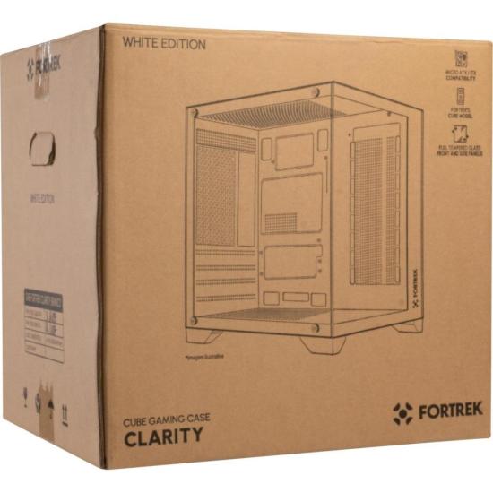 Gabinete Gamer Fortrek Clarity Branco Lateral Vidro por 256,88 à vista no boleto/pix ou parcele em até 10x sem juros. Compre na loja Fortrek!