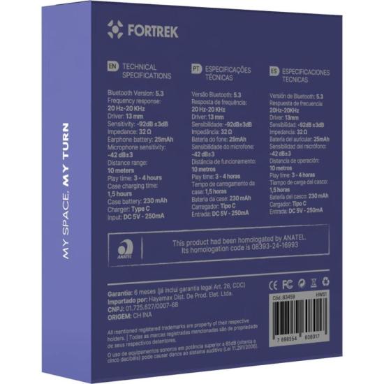 Fone de Ouvido Bluetooth TWS Sem Fio Fortrek HWS1 por 92,37 à vista no boleto/pix ou parcele em até 3x sem juros. Compre na loja Fortrek!