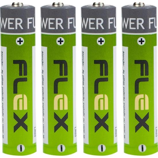 Pilha Alcalina AAA 1.5V (C/4 Pilhas) Flex por 9,00 à vista no boleto/pix ou parcele em até 1x sem juros. Compre na loja Mundomax!