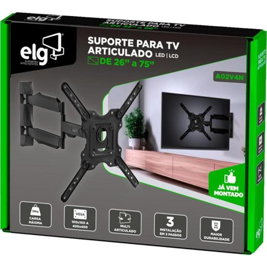 Suporte Articulado Para TV 26\"-75\" A02V4N ELG por 225,00 à vista no boleto/pix ou parcele em até 9x sem juros. Compre na loja Mundomax!