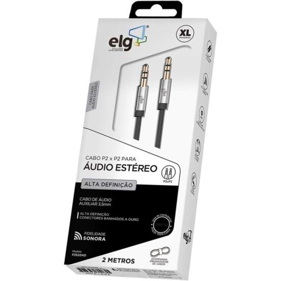 Cabo P2 X P2 2m P3520HD Preto ELG por 26,99 à vista no boleto/pix ou parcele em até 1x sem juros. Compre na loja Mundomax!