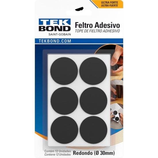 Feltro Adesivo Super Cola Redondo 30mm Tekbond (Com 12) por 6,99 à vista no boleto/pix ou parcele em até 1x sem juros. Compre na loja Mundomax!