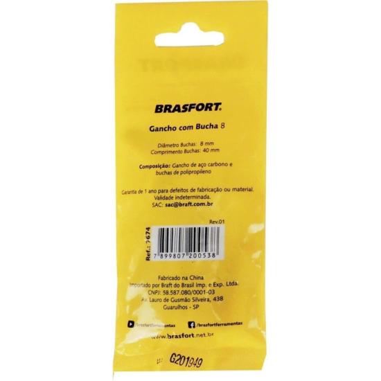 Gancho Com Bucha 08 Brasfort (Com 4) por 5,99 à vista no boleto/pix ou parcele em até 1x sem juros. Compre na loja Mundomax!