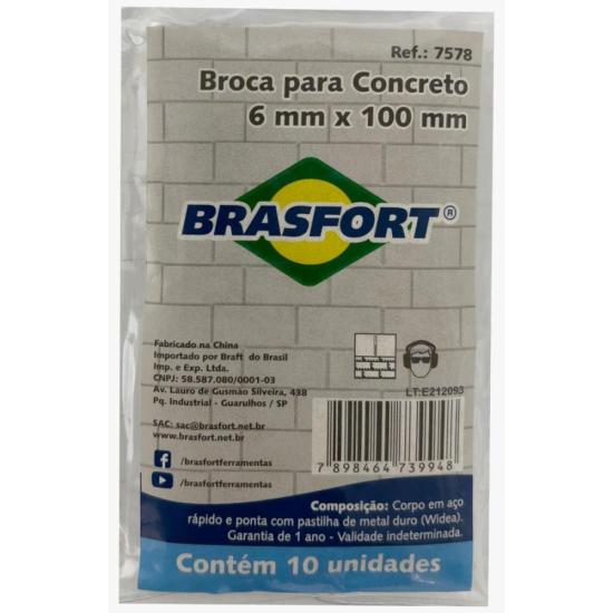 Broca Para Concreto 6mm Brasfort (Com 10) por 39,99 à vista no boleto/pix ou parcele em até 1x sem juros. Compre na loja Mundomax!