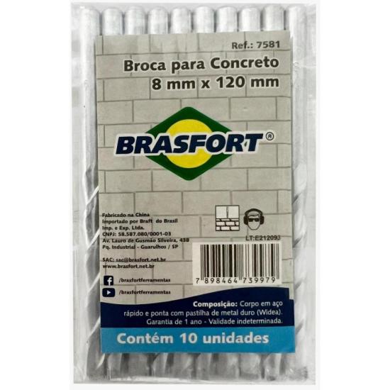 Broca Para Concreto 8mm Brasfort (Com 10) por 54,99 à vista no boleto/pix ou parcele em até 2x sem juros. Compre na loja Mundomax!