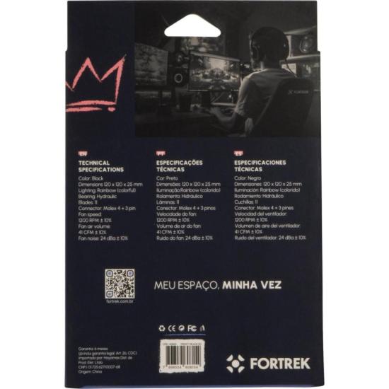 Cooler Fan Fortrek Frosty Rainbow Preto por 41,00 à vista no boleto/pix ou parcele em até 1x sem juros. Compre na loja Mundomax!