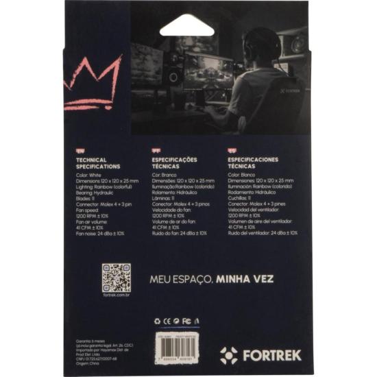 Cooler Fan Fortrek Frosty Rainbow Branco por 43,00 à vista no boleto/pix ou parcele em até 1x sem juros. Compre na loja Mundomax!