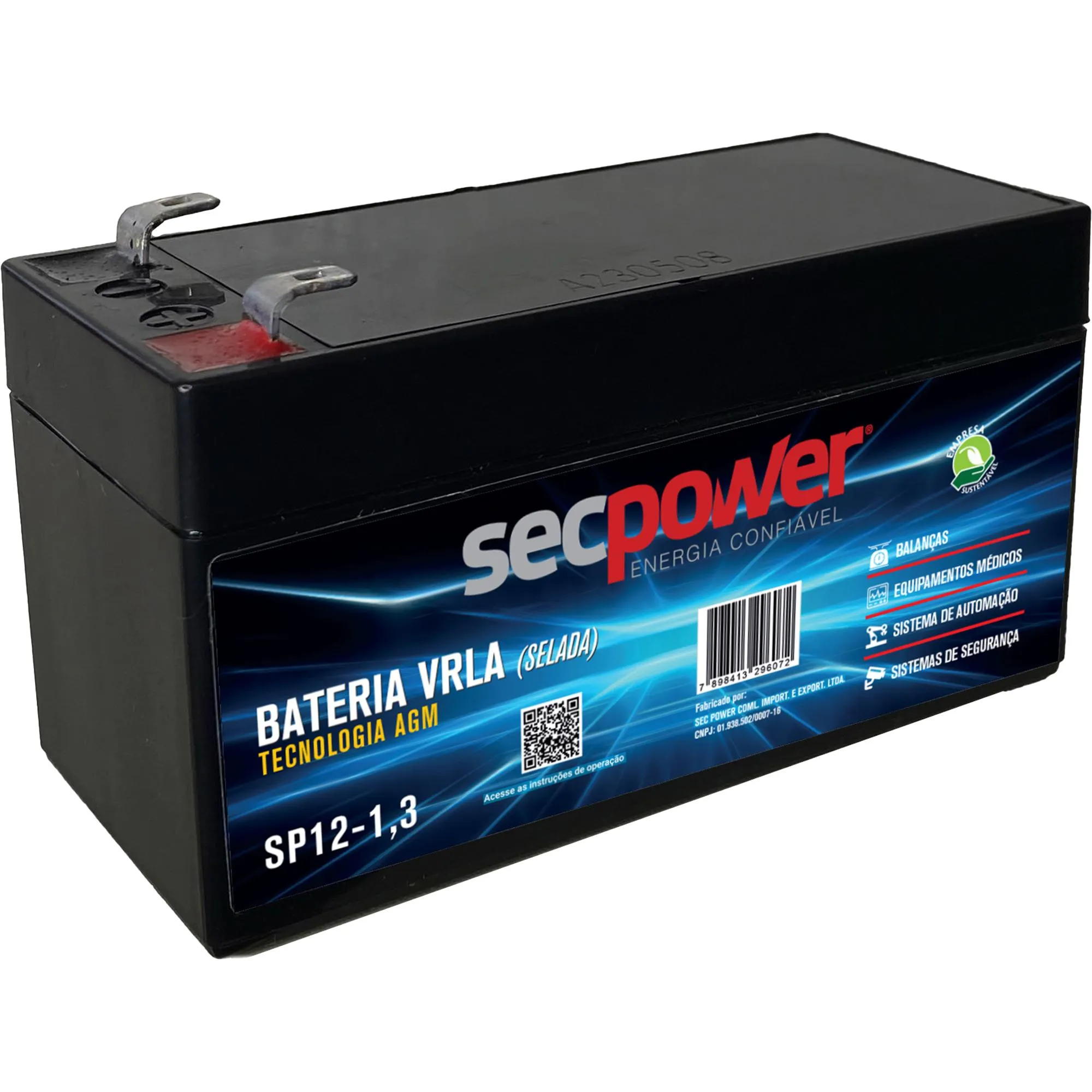 Bateria Selada 12V 1,3Ah SP12-1,3 SecPower (83936)