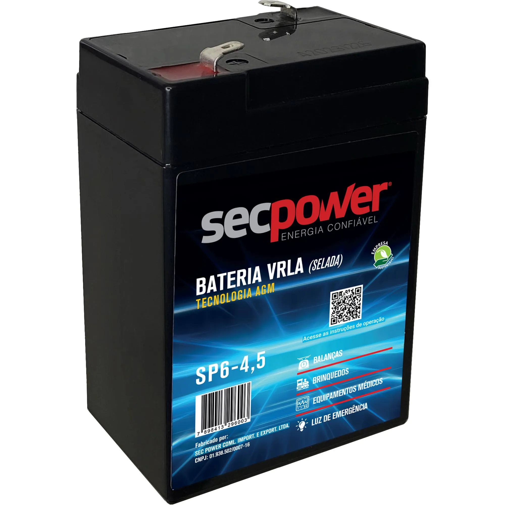 Bateria Selada 6V 4,5Ah SP6-4,5 SecPower (83938)