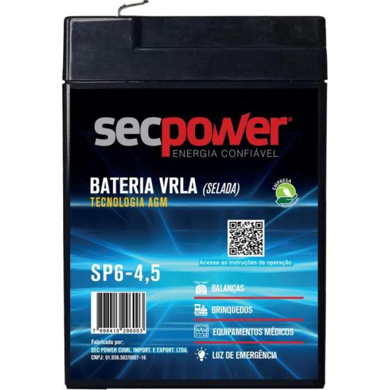 Bateria Selada 6V 4,5Ah SP6-4,5 SecPower por 55,00 à vista no boleto/pix ou parcele em até 2x sem juros. Compre na loja Mundomax!