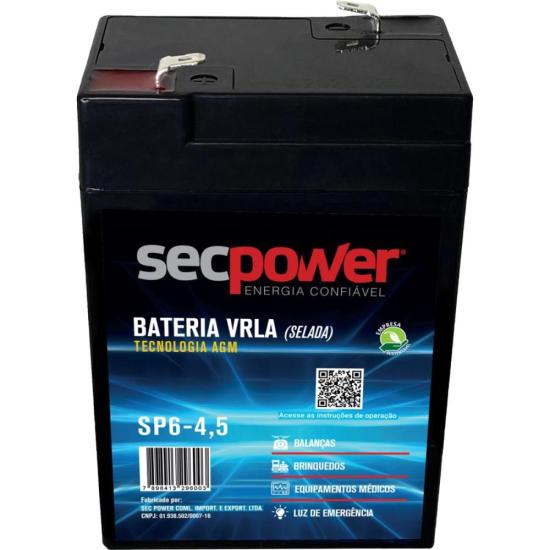 Bateria Selada 6V 4,5Ah SP6-4,5 SecPower por 55,00 à vista no boleto/pix ou parcele em até 2x sem juros. Compre na loja Mundomax!
