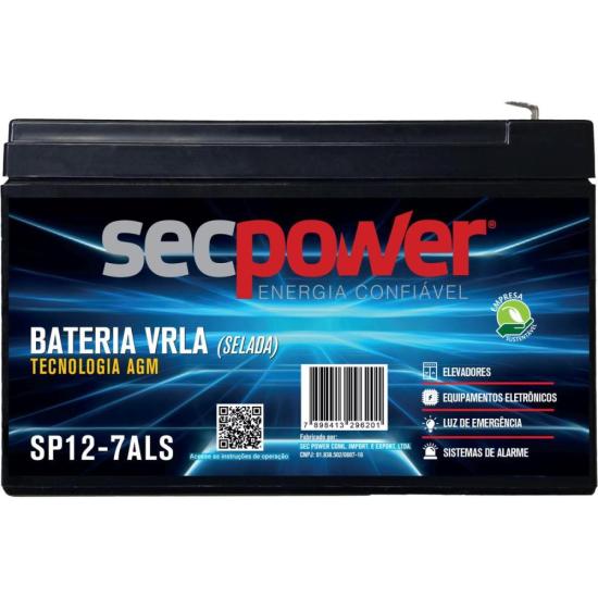 Bateria Selada 12V 7Ah SP12-7ALS SecPower por 110,00 à vista no boleto/pix ou parcele em até 4x sem juros. Compre na loja Mundomax!