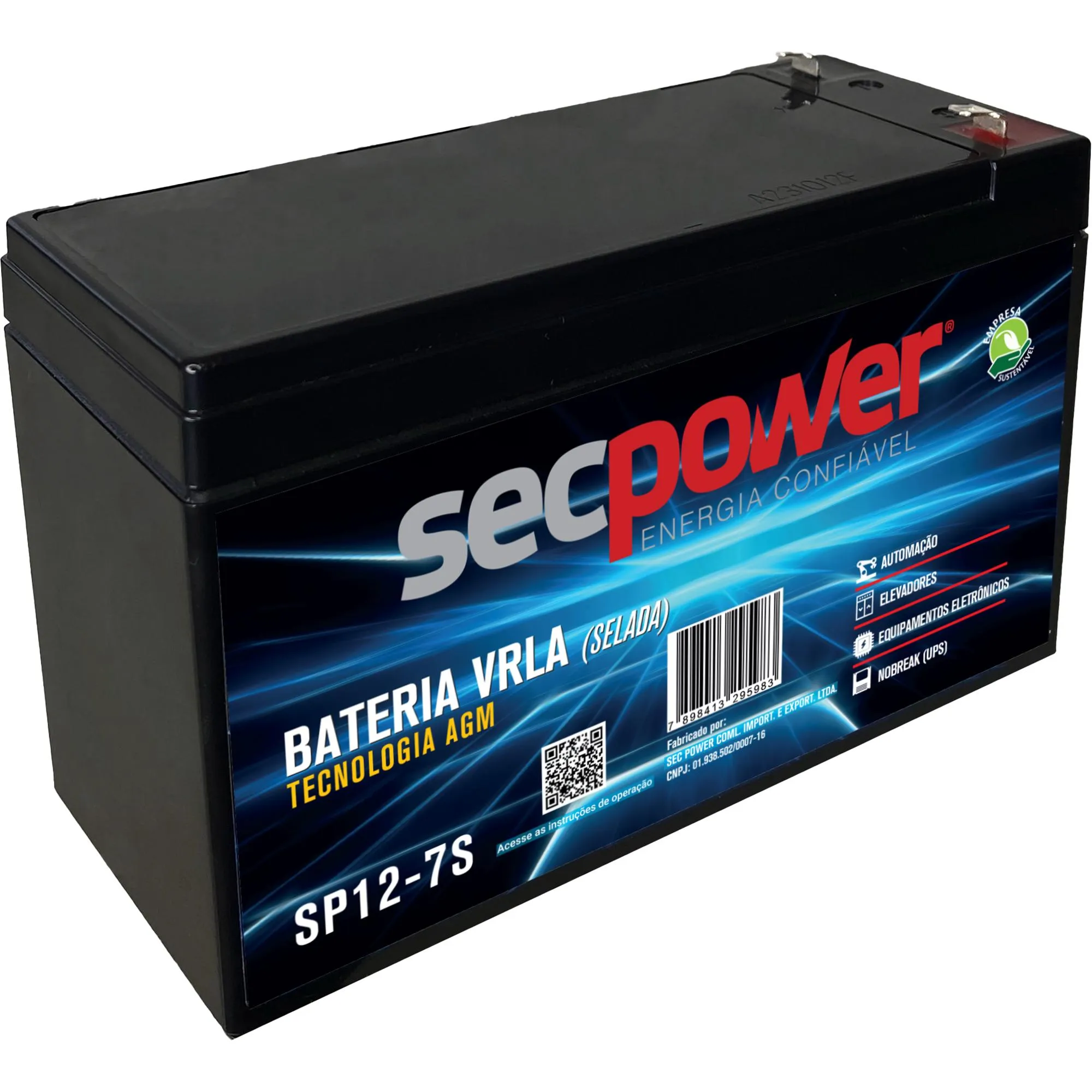 Bateria Selada 12V 7Ah SP12-7S SecPower (83940)