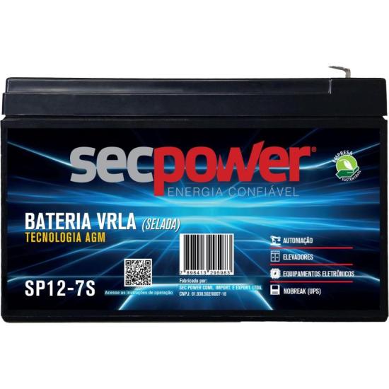 Bateria Selada 12V 7Ah SP12-7S SecPower por 120,00 à vista no boleto/pix ou parcele em até 4x sem juros. Compre na loja Mundomax!