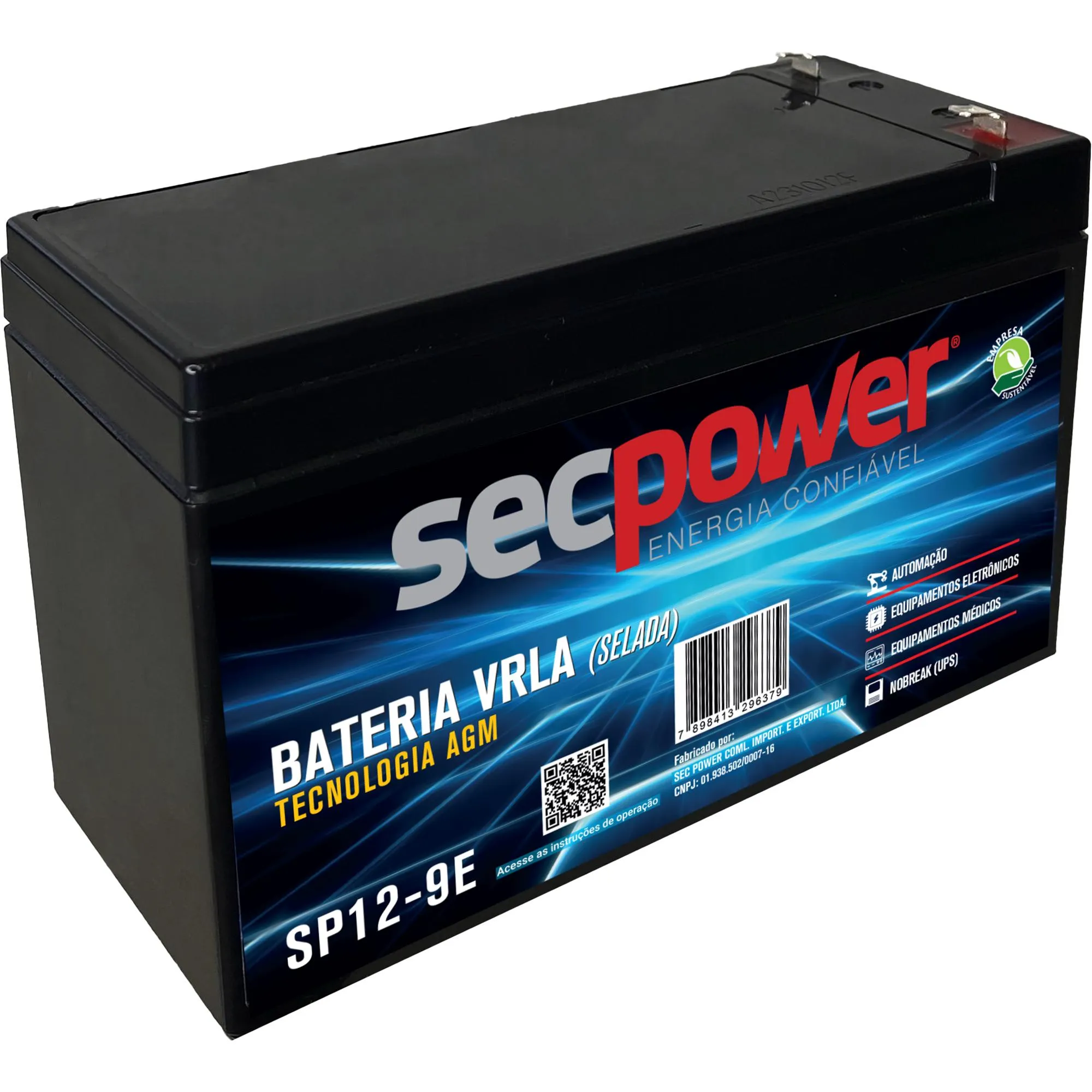 Bateria Selada 12V 9Ah SP12-9E SecPower (83941)