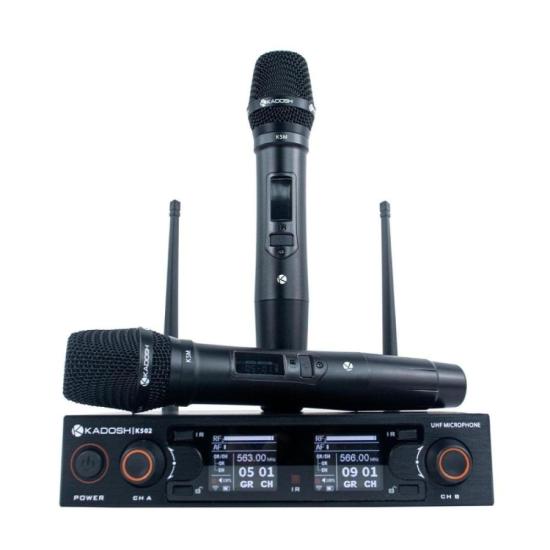 Microfone sem fio Kadosh K-502M duplo por 1.899,00 à vista no boleto/pix ou parcele em até 12x sem juros. Compre na loja Mundomax!