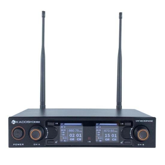 Microfone sem fio Kadosh K-502C duplo por 2.099,00 à vista no boleto/pix ou parcele em até 12x sem juros. Compre na loja Mundomax!