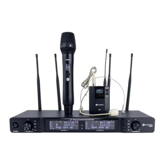 Microfone sem fio Kadosh K-622C duplo por 3.199,00 à vista no boleto/pix ou parcele em até 12x sem juros. Compre na loja Mundomax!
